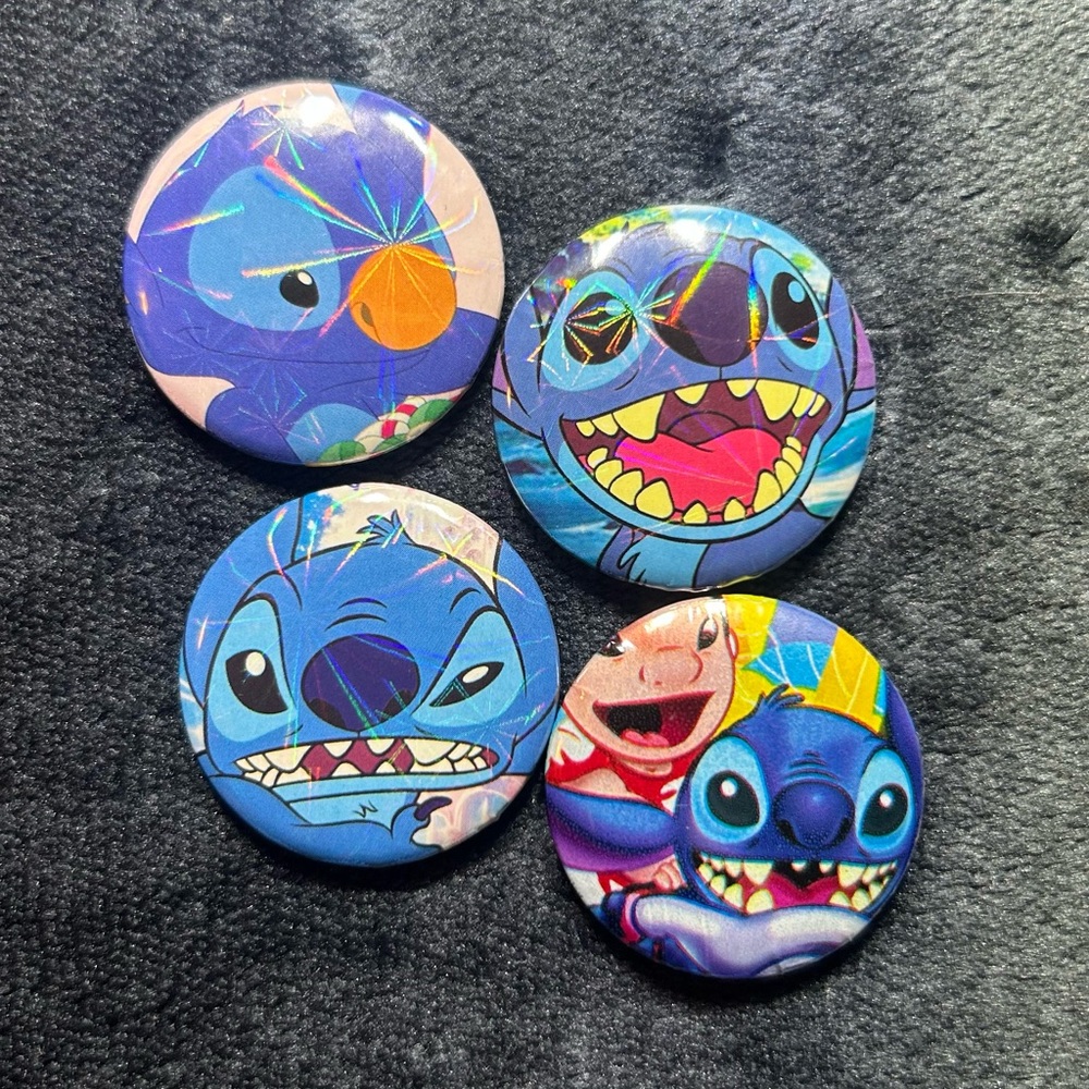 Lilo & Stitch Handmade Button Set 1.25in Disney Pins Blue Stitch